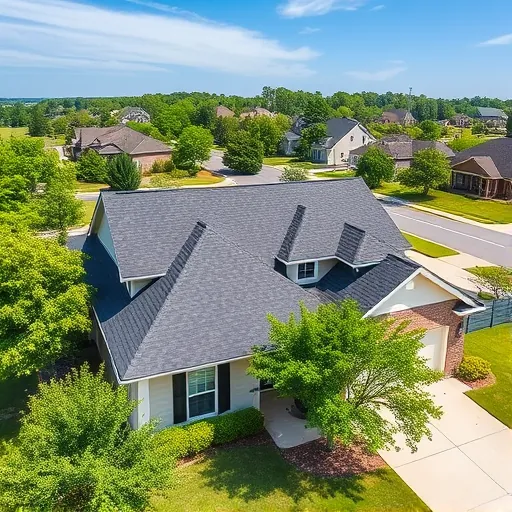 Residential home in Margaret Alabama with new dark asphalt shingle roof, lush greenery, and a clear blue sky.