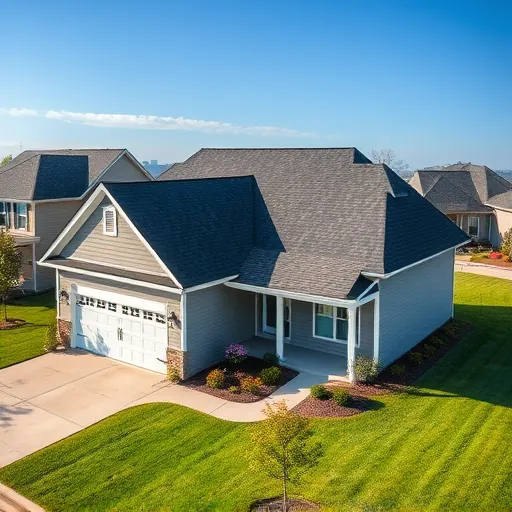 Recently replaced charcoal asphalt roof on a modern suburban home in Trussville AL with lush yard and neighboring houses