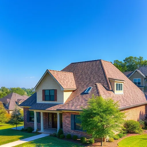 Completed roofing project in Clay AL featuring vibrant shingles, lush trees, and a manicured lawn showcasing craftsmanship.