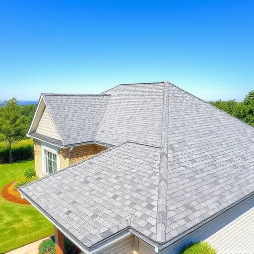 A modern roofing project in Margaret AL with gray shingles, lush lawn, and a clear blue sky highlighting craftsmanship.