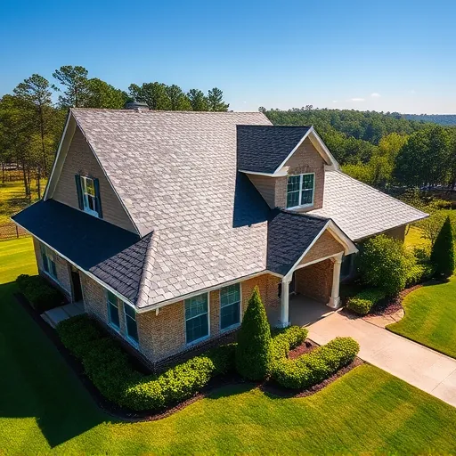 Completed roofing project in Remlap AL featuring a new dark architectural shingle roof and a manicured lawn.