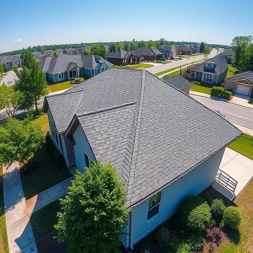 Completed gray asphalt shingle roof on modern Helena Alabama home with lush landscaping and suburban neighborhood backdrop