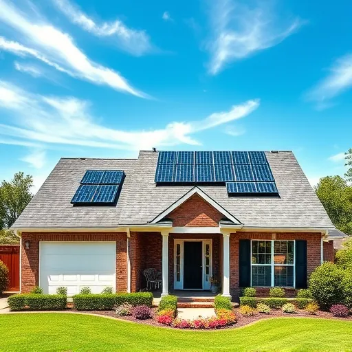 Completed roofing project in Liberty Park AL features modern home, asphalt shingles, solar panels, and vibrant landscaping.