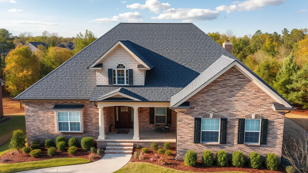 Roofing in Calera, AL showcasing shingles and installation work on a residential home