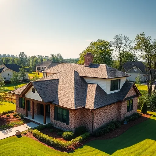 Newly installed asphalt shingle roof on modern home in Gardendale, AL with lush lawn and clear sky backdrop.