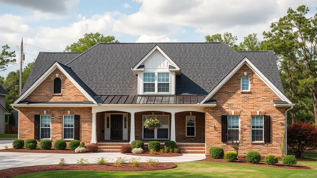 Roofing project in Helena, AL with workers installing shingles on a residential building.
