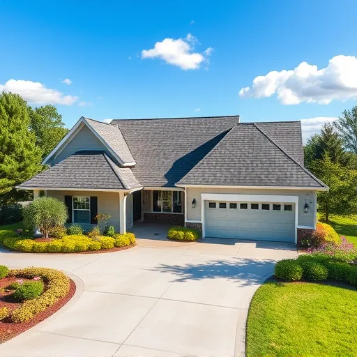 Completed roofing installation on a modern Tarrant AL home features elegant asphalt shingles and manicured landscaping.