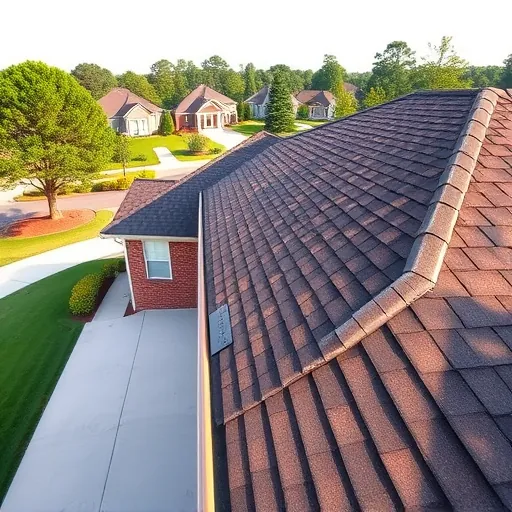 Freshly completed residential roof in Pelham AL with detailed shingles, gutters, flashing, lush yard, and neighborhood background