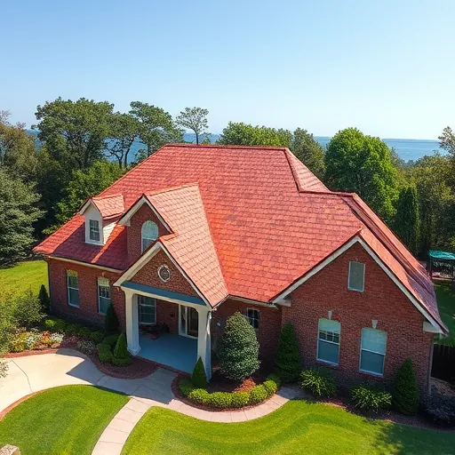 Completed roof on a residential home in Hueytown AL, featuring vibrant shingles, classic brickwork, and lush landscaping.
