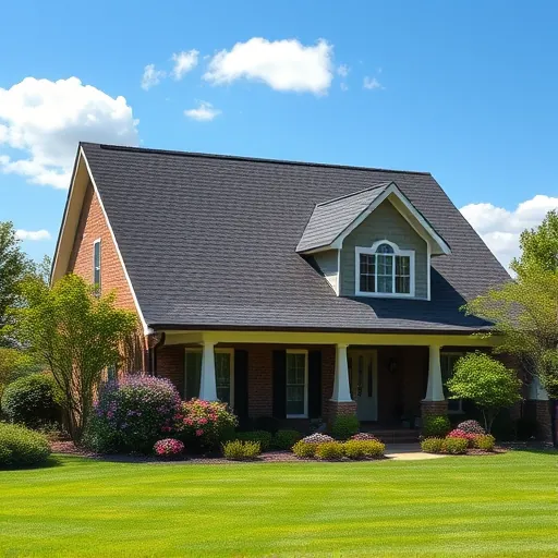 Beautifully crafted asphalt shingle roof completed in Chelsea AL, framed by vibrant greenery and blooming flowers.