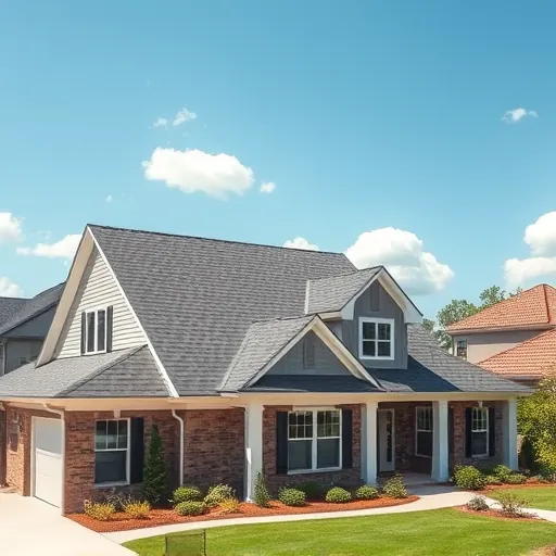 Completed roofing project in Hoover AL, showcasing modern home with stylish shingles and beautiful landscaping.
