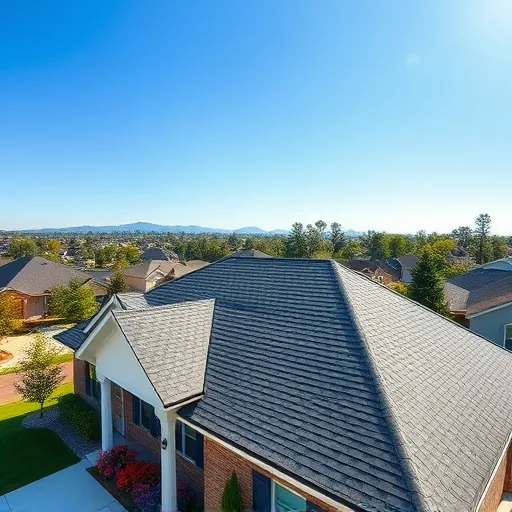Completed asphalt shingle roof on a suburban home in Remlap Alabama with landscaped garden and nearby mountains