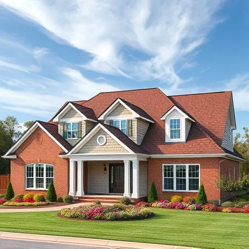 Modern home in Gardendale AL with a deep-colored architectural shingle roof, landscaped yard, and clear blue sky.