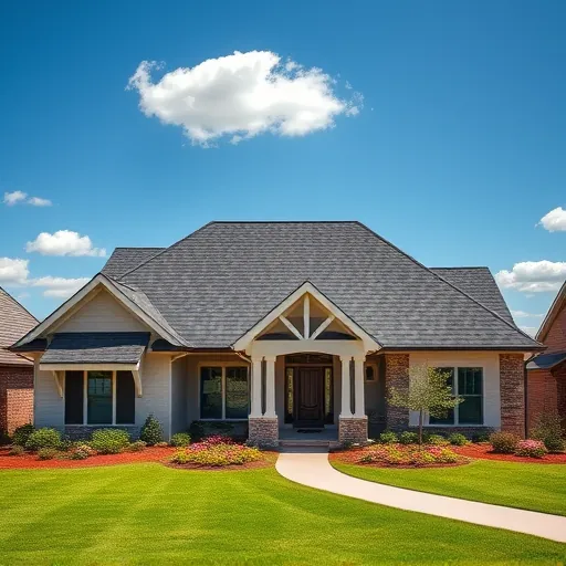Completed roofing project in Gardendale AL featuring dark shingles, vibrant landscaping, and a clear blue sky.