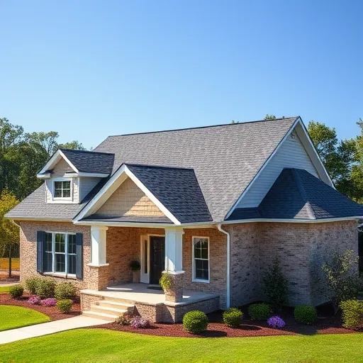 Completed roofing project in Moody, AL featuring a modern home with high-quality asphalt shingles and lush landscaping.