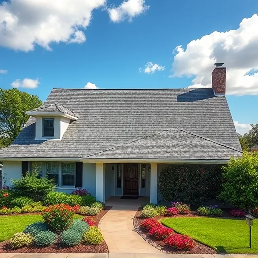 Completed roofing project in Fultondale AL features a modern roof with gray shingles, vibrant garden, and clear blue sky.