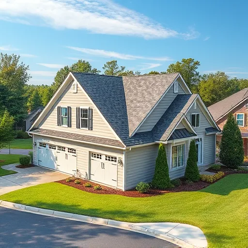 New roof installation on a modern home in Trussville AL, showcasing gray asphalt shingles and lush landscaping.
