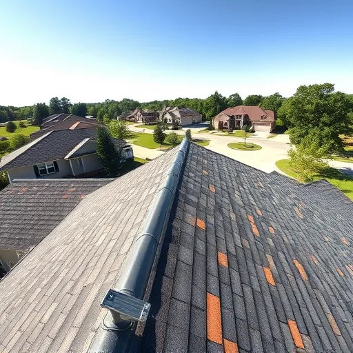 Completed residential roof installation in Tarrant Alabama with modern shingles in gray and brown amid a suburban neighborhood