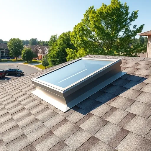 Flawlessly installed skylight flashing on modern residential roof in Trussville Alabama with detailed metallic texture and vibrant shingles