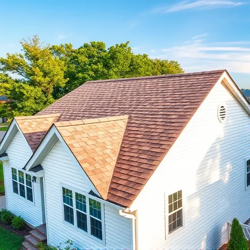 Recently installed asphalt shingle roof on a suburban home in Fultondale Alabama with lush trees and blue sky background