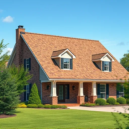 Freshly installed asphalt shingle roof on a modern Trussville home with vibrant landscaping under a clear blue sky.