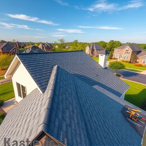 Freshly completed roof installation in Chelsea AL featuring deep gray asphalt shingles and a stylish modern house.