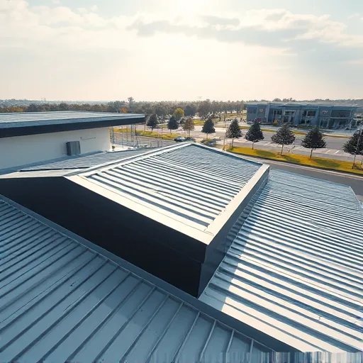 Repaired modern commercial roof in Trussville Alabama with sleek metallic surfaces and detailed craftsmanship