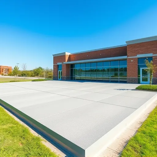 Completed sleek commercial roof repair on modern Trussville AL building with clean lines and lush landscaping