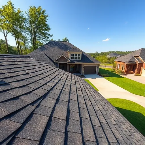 Freshly installed durable asphalt shingle roof on a modern home in Trussville AL with lush yard and neighborhood backdrop