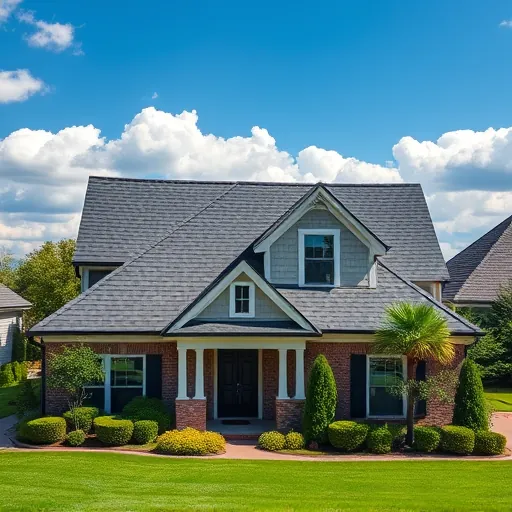 Completed roofing project in Alabaster AL showcasing dark shingles and bright accents in a manicured neighborhood.