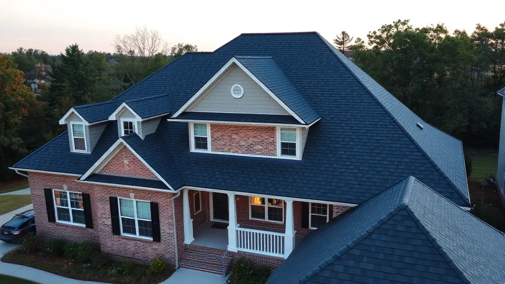Roofing in Liberty Park, AL showcasing new shingles and repair work on residential houses.