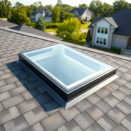 Close-up of a detailed skylight flashing installation on a modern asphalt shingle roof in Trussville Alabama with clear glass and precise sealing