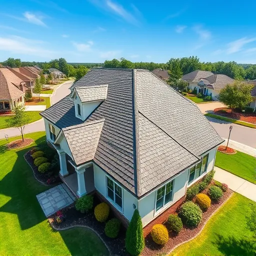 Completed residential roof installation in Trussville AL featuring high-quality shingles, landscaped gardens, and clear blue sky.