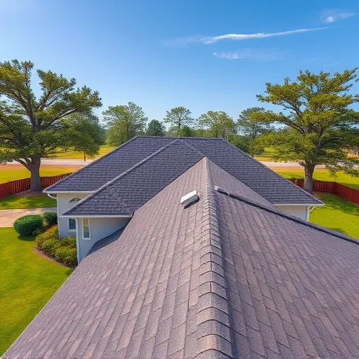 Recently installed high-quality asphalt shingle roof on a modern suburban home in Tarrant AL with lush yard and clear blue sky