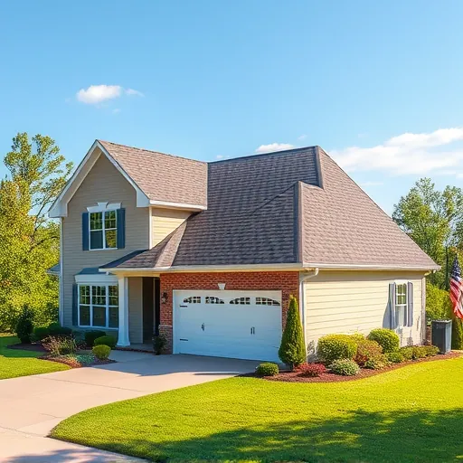 Newly replaced asphalt shingle roof on a well-maintained home in Trussville Alabama with landscaped yard and clear sky
