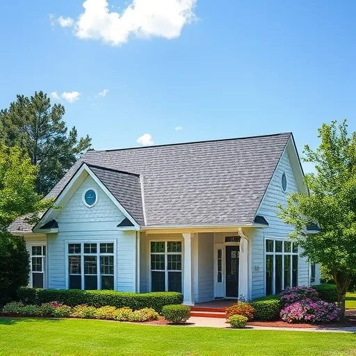Completed residential roof repair in Trussville AL with new gray shingles on a suburban home amidst lush greenery under sunny skies