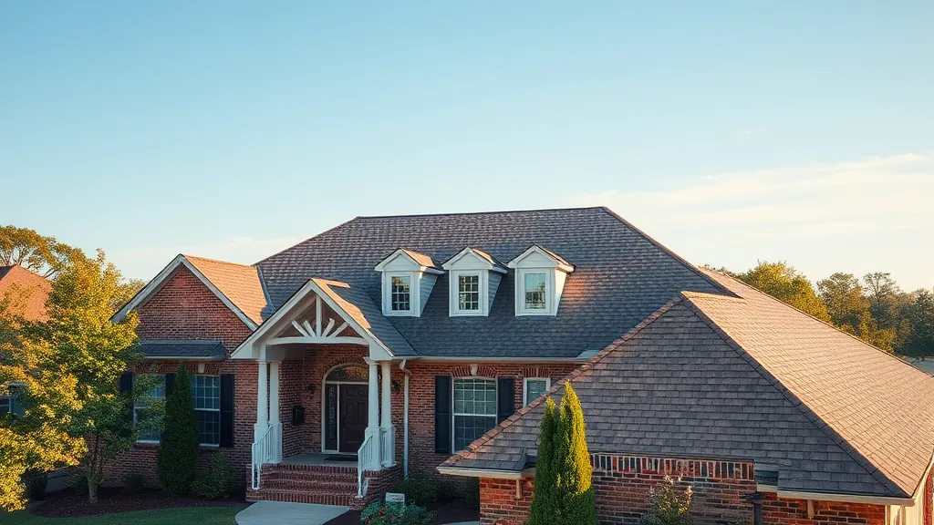 Roofing project in Springville, AL with workers installing shingles on a house.