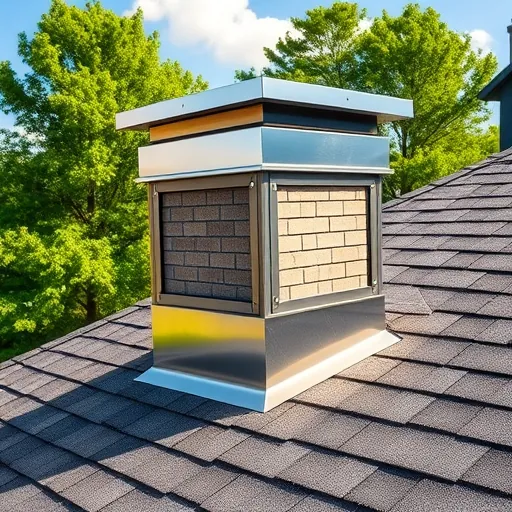 Freshly installed chimney flashing on a home in Trussville Alabama with textured shingles, lush trees, and sunlight highlighting craftsmanship