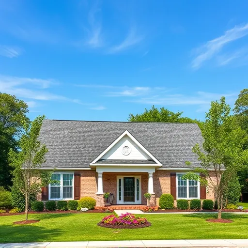 Modern home in Meadowbrook AL featuring fresh asphalt shingle roof, lush lawn, and clear blue skies, conveying quality.