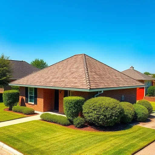 Completed asphalt shingle roofing project in Center Point AL on a single-story home with lush lawn and clear sky.
