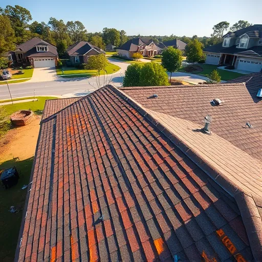 Pristine modern home's roof in Calera Alabama with earth-toned shingles, clear craftsmanship, and a tidy suburban background