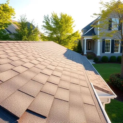 Finished asphalt shingle roof on modern suburban home in Trussville Alabama with detailed textured shingles and lush yard