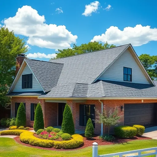 Completed roofing project in Calera AL features dark gray asphalt shingles on a suburban home with vibrant landscaping.