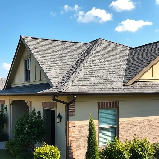 Newly installed asphalt shingle roof on modern home in Trussville AL with detailed texture, precise alignment, and sunny skies