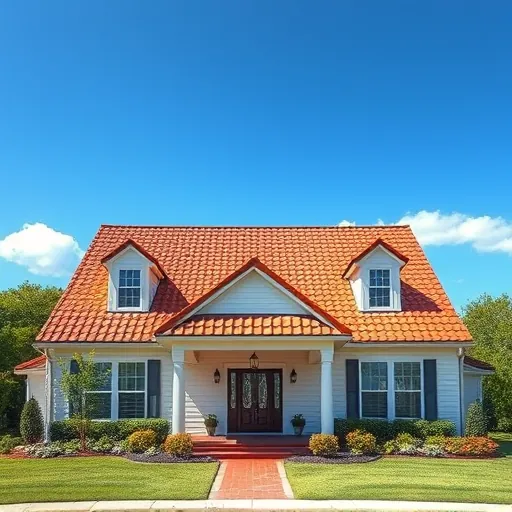 Freshly installed clay tile roof in Clay AL, classic southern house, vibrant colors, clear blue sky, manicured yard.