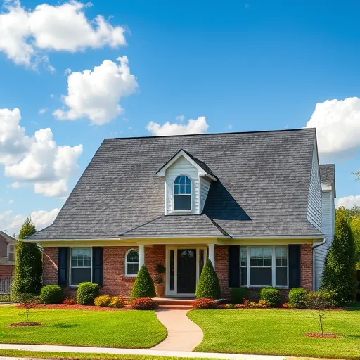 Completed roofing project in Forestdale AL featuring detailed asphalt shingles and lush green landscaping under blue skies.