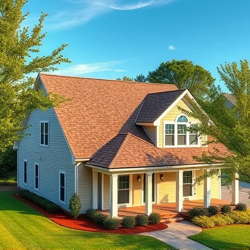 Newly replaced asphalt shingle roof on a suburban house in Trussville Alabama with lush lawn and trees