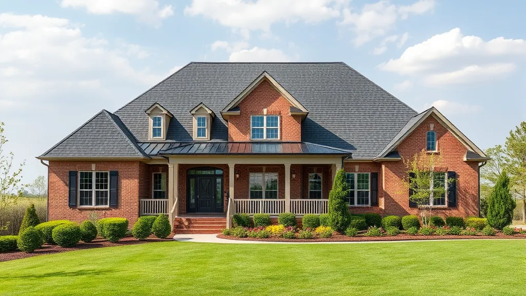 Roofing in Vestavia Hills, AL with a beautiful skyline in the background and clear blue sky.