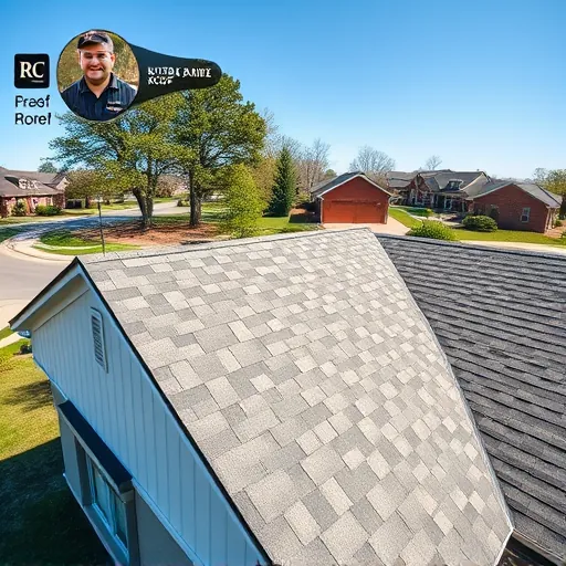 Completed energy-efficient residential roof in Roebuck Alabama with gray and brown asphalt shingles in a suburban setting