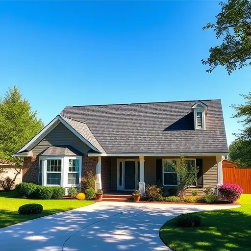 Completed roofing installation on a charming home in Inverness AL with quality asphalt shingles and vibrant landscaping.